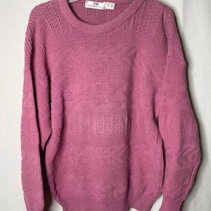 Cool pink y2k vintage dad sweater grandpa cable knit